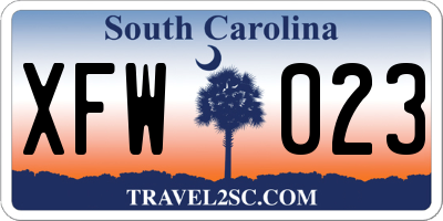 SC license plate XFW023