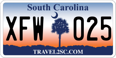 SC license plate XFW025