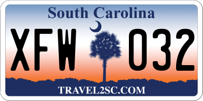 SC license plate XFW032