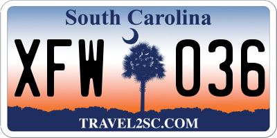 SC license plate XFW036