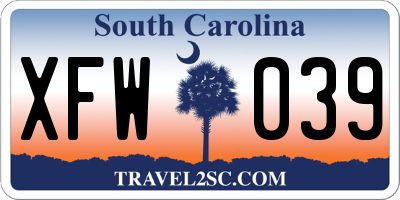 SC license plate XFW039