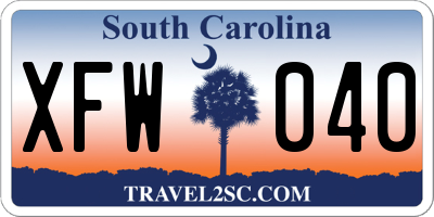 SC license plate XFW040