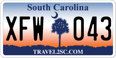 SC license plate XFW043