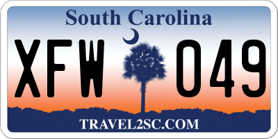 SC license plate XFW049