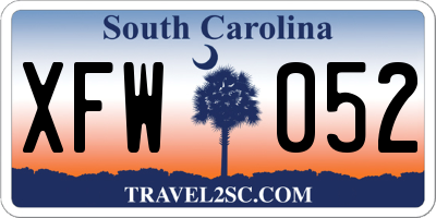 SC license plate XFW052