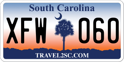 SC license plate XFW060