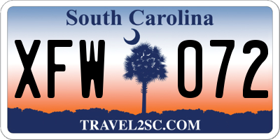 SC license plate XFW072