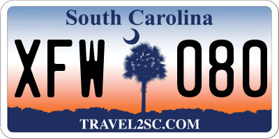 SC license plate XFW080