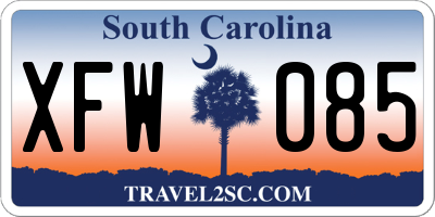 SC license plate XFW085