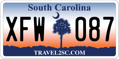 SC license plate XFW087