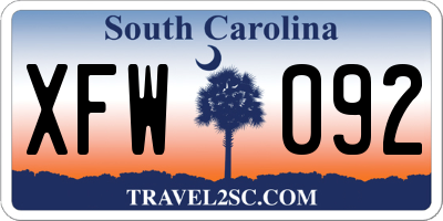 SC license plate XFW092