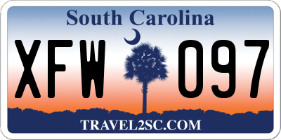 SC license plate XFW097