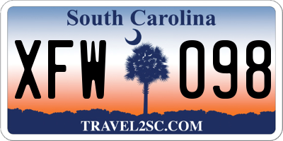 SC license plate XFW098