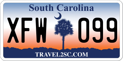 SC license plate XFW099