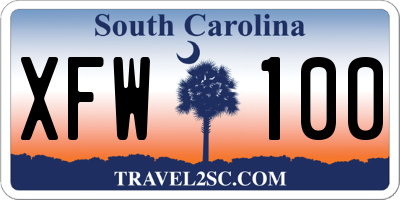 SC license plate XFW100