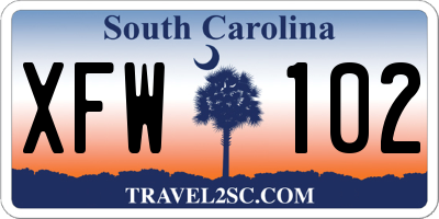 SC license plate XFW102