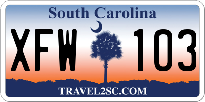 SC license plate XFW103