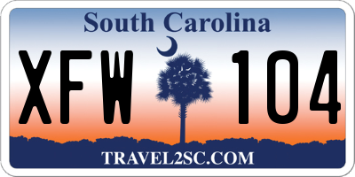 SC license plate XFW104