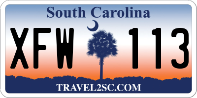SC license plate XFW113