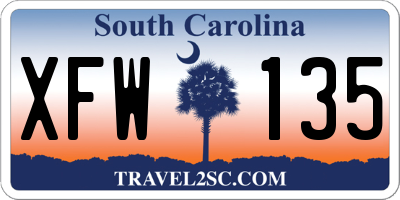 SC license plate XFW135