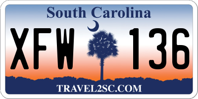 SC license plate XFW136