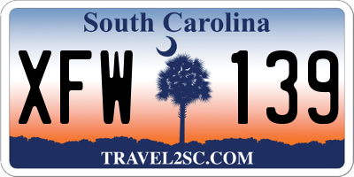 SC license plate XFW139