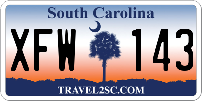 SC license plate XFW143
