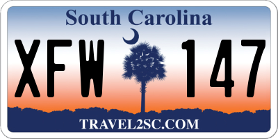 SC license plate XFW147