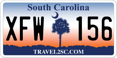 SC license plate XFW156