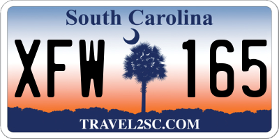 SC license plate XFW165