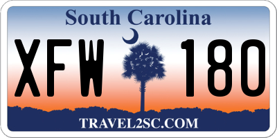 SC license plate XFW180