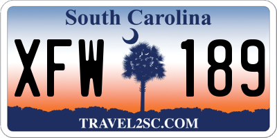 SC license plate XFW189