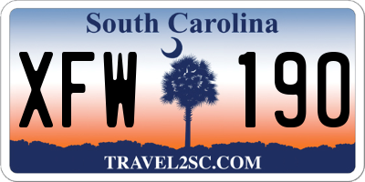 SC license plate XFW190
