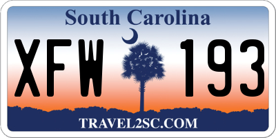 SC license plate XFW193