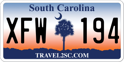 SC license plate XFW194