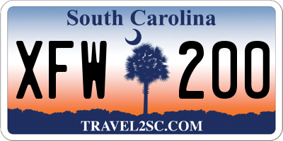 SC license plate XFW200