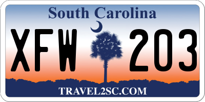 SC license plate XFW203