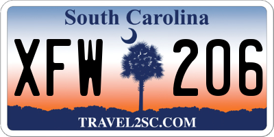 SC license plate XFW206