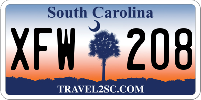 SC license plate XFW208