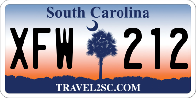 SC license plate XFW212