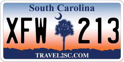 SC license plate XFW213