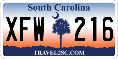 SC license plate XFW216