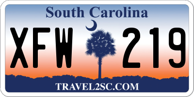 SC license plate XFW219