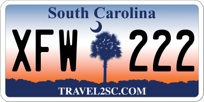 SC license plate XFW222
