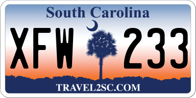 SC license plate XFW233