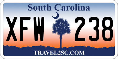 SC license plate XFW238
