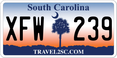 SC license plate XFW239