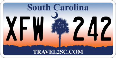 SC license plate XFW242