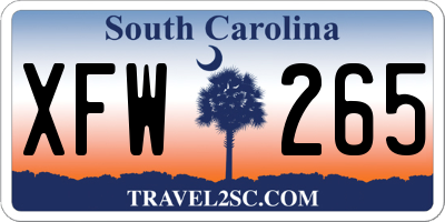 SC license plate XFW265