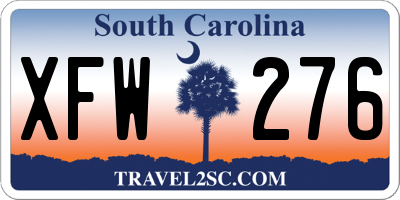 SC license plate XFW276